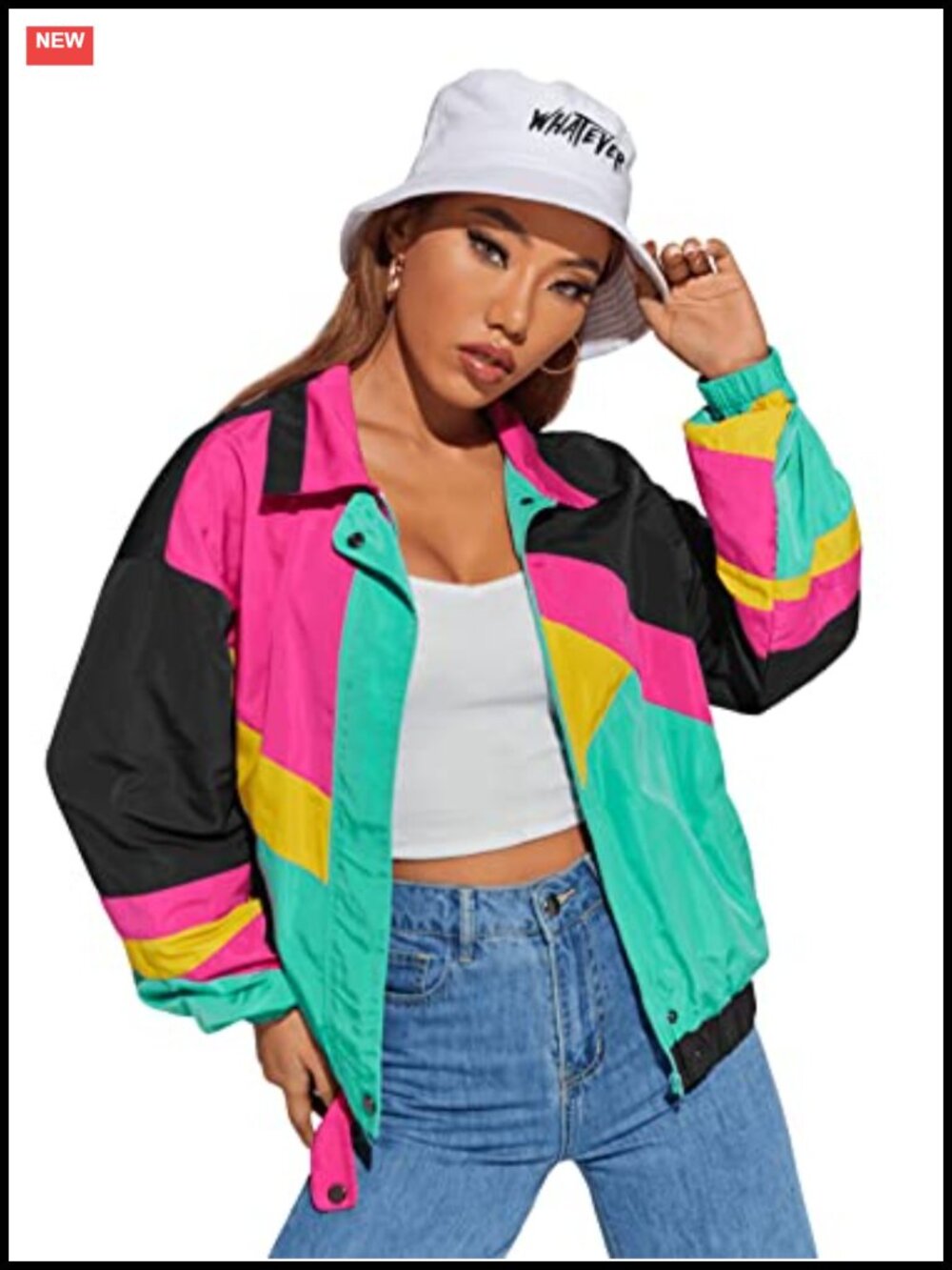 Lightweight Windbreaker Bomber Jacket Color Block Zipper